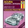 Acura Integra (1986 thru 1989) and Legend (1986 thru 1990) Haynes Repair Manual