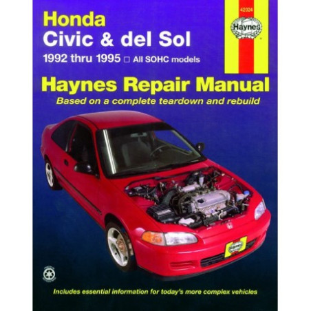 Honda Civic and del Sol Haynes Repair Manual covering 1992 thru 1995 models